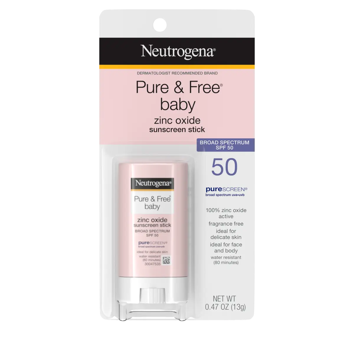 Neutrogena® Pure & Free Baby Sunscreen Stick Broad Spectrum SPF 50, 0.47 Oz