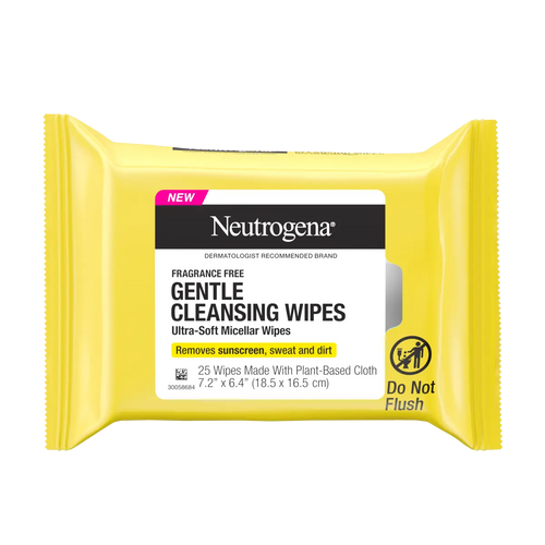 Neutrogena Gentle Cleansing Wipes, Ultra-Soft Micellar Wipes, Fragrance Free, 25 Count